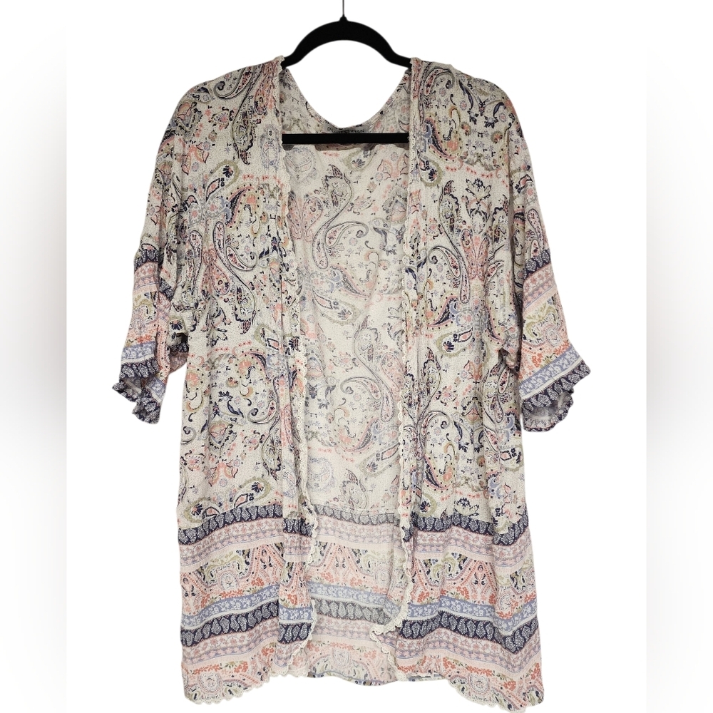 Dylan Ryan Paisley Kimono Cardigan Boho Swimsuit Cover Womens Size 2XL